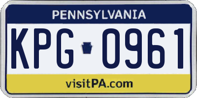 PA license plate KPG0961