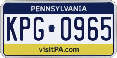 PA license plate KPG0965