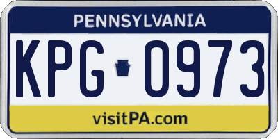 PA license plate KPG0973