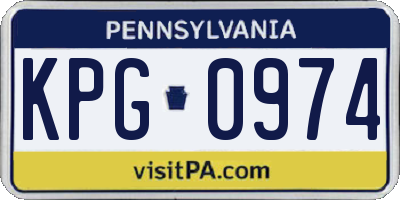PA license plate KPG0974