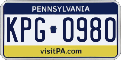 PA license plate KPG0980