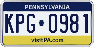 PA license plate KPG0981