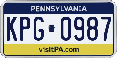 PA license plate KPG0987