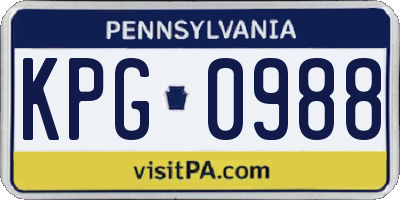 PA license plate KPG0988