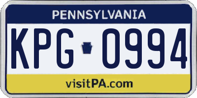 PA license plate KPG0994