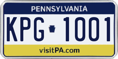 PA license plate KPG1001