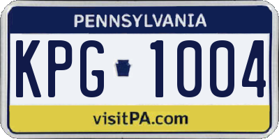 PA license plate KPG1004