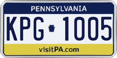 PA license plate KPG1005