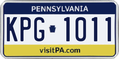 PA license plate KPG1011