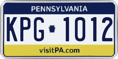 PA license plate KPG1012