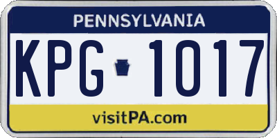 PA license plate KPG1017