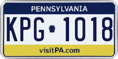 PA license plate KPG1018