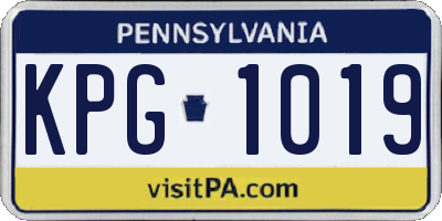 PA license plate KPG1019
