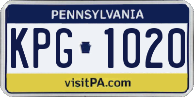 PA license plate KPG1020