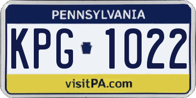 PA license plate KPG1022