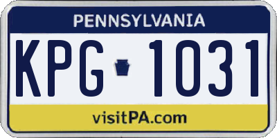 PA license plate KPG1031