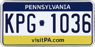 PA license plate KPG1036