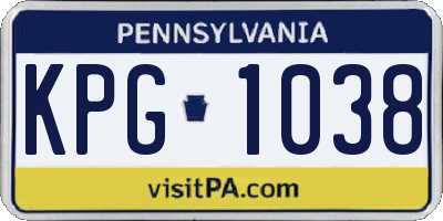 PA license plate KPG1038