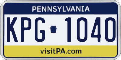 PA license plate KPG1040
