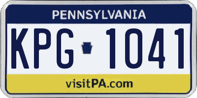 PA license plate KPG1041