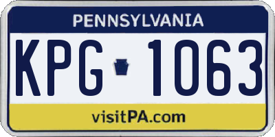 PA license plate KPG1063