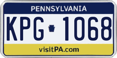 PA license plate KPG1068