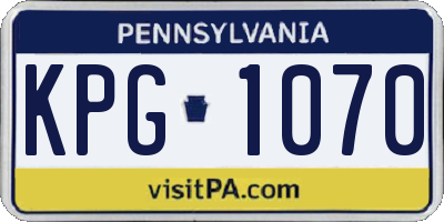 PA license plate KPG1070