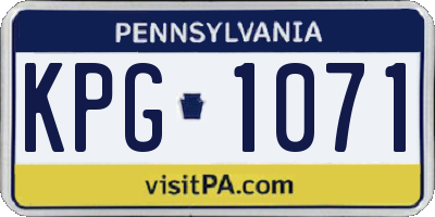 PA license plate KPG1071