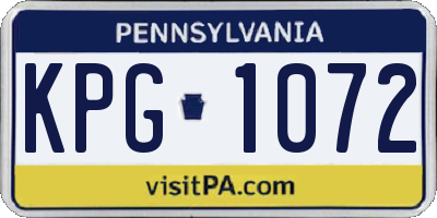 PA license plate KPG1072