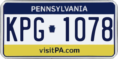 PA license plate KPG1078
