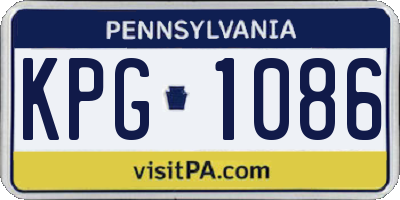 PA license plate KPG1086
