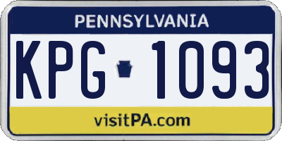 PA license plate KPG1093