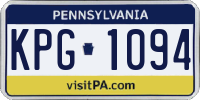 PA license plate KPG1094