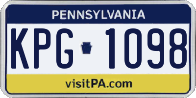 PA license plate KPG1098