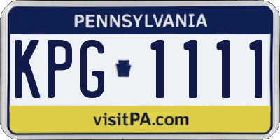 PA license plate KPG1111