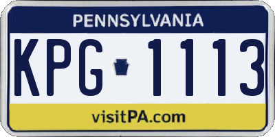 PA license plate KPG1113