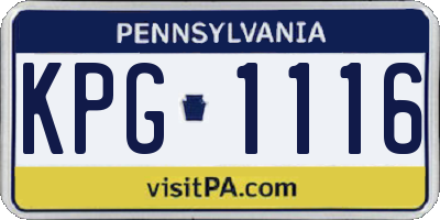 PA license plate KPG1116