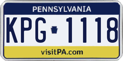 PA license plate KPG1118