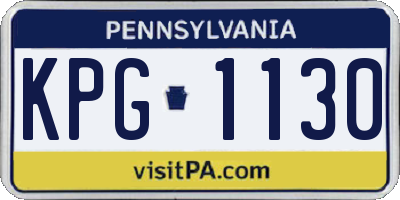 PA license plate KPG1130