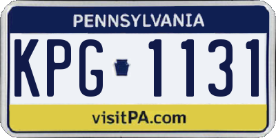 PA license plate KPG1131