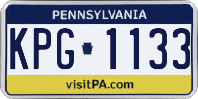 PA license plate KPG1133