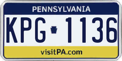 PA license plate KPG1136