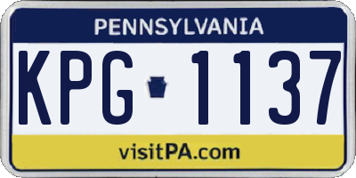 PA license plate KPG1137