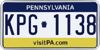 PA license plate KPG1138