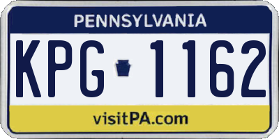 PA license plate KPG1162