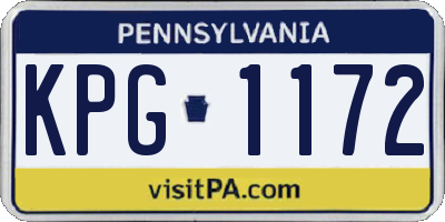 PA license plate KPG1172