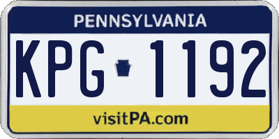 PA license plate KPG1192