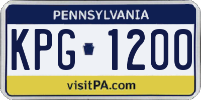 PA license plate KPG1200