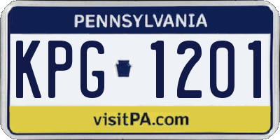 PA license plate KPG1201