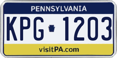 PA license plate KPG1203